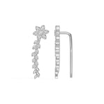 White Gold Floral Drop Round Lab Grown Diamond Kaevira Earring