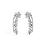 White Gold Floral Drop Round Lab Grown Diamond Kaevira Earring