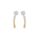 Yellow Gold Floral Drop Round Lab Grown Diamond Kaevira Earring