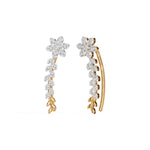 Yellow Gold Floral Drop Round Lab Grown Diamond Kaevira Earring