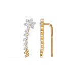 Yellow Gold Floral Drop Round Lab Grown Diamond Kaevira Earring