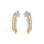 Yellow Gold Floral Drop Round Lab Grown Diamond Kaevira Earring