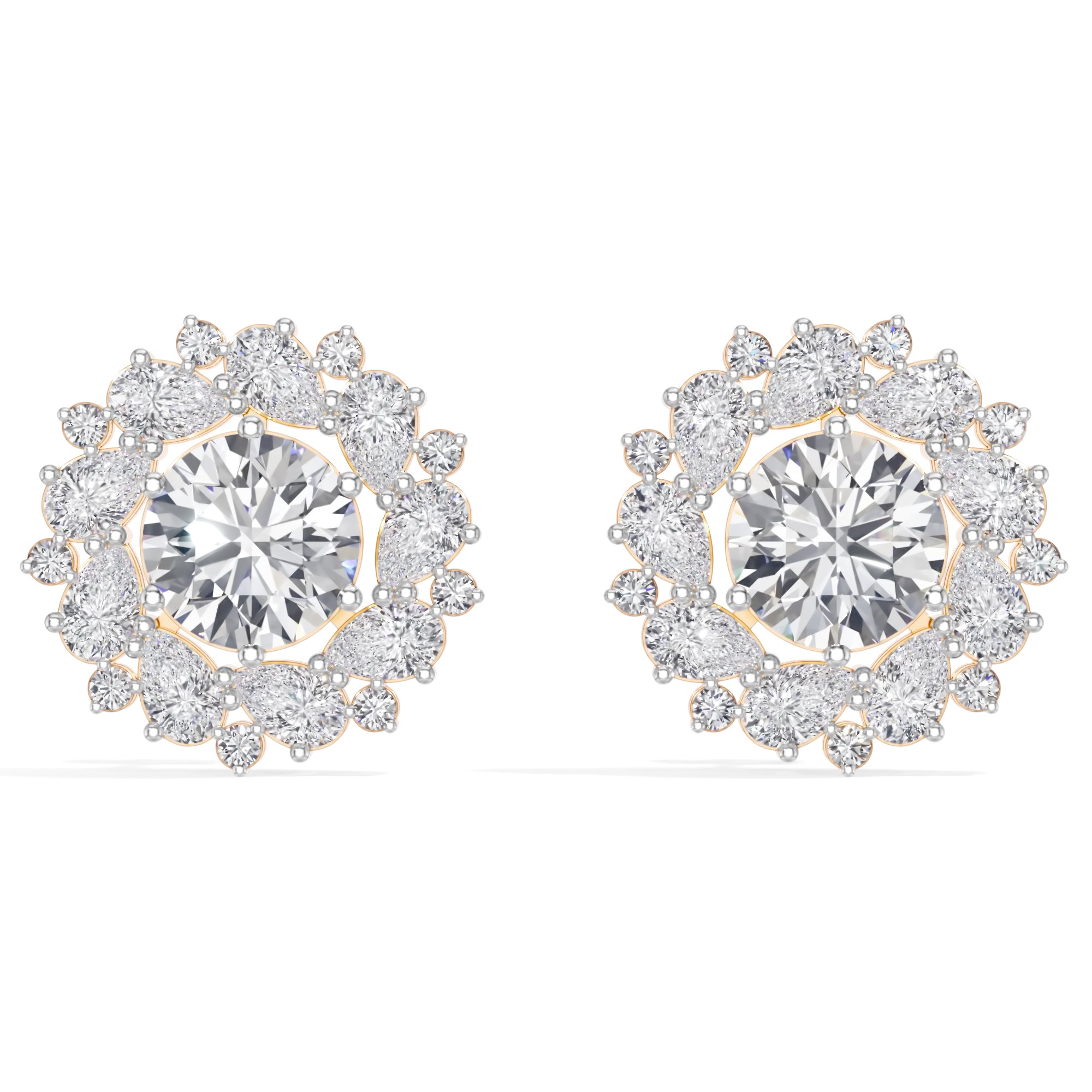 Rose Gold 4Ct Cluster Halo Pear Lab Grown Diamond Avyelle Earring