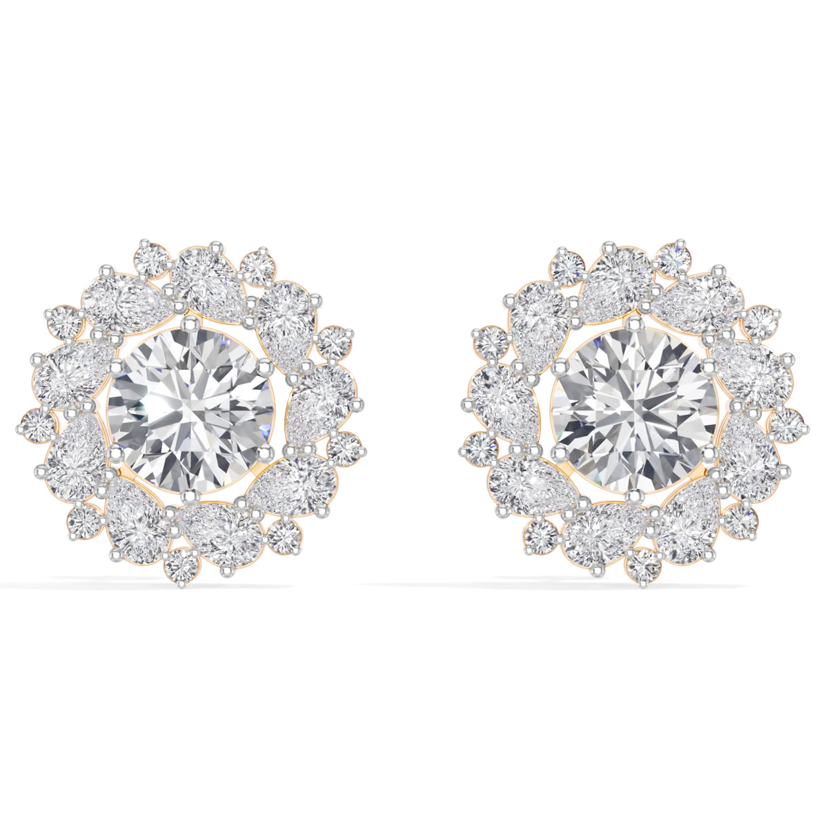 Rose Gold 4Ct Cluster Halo Pear Lab Grown Diamond Avyelle Earring