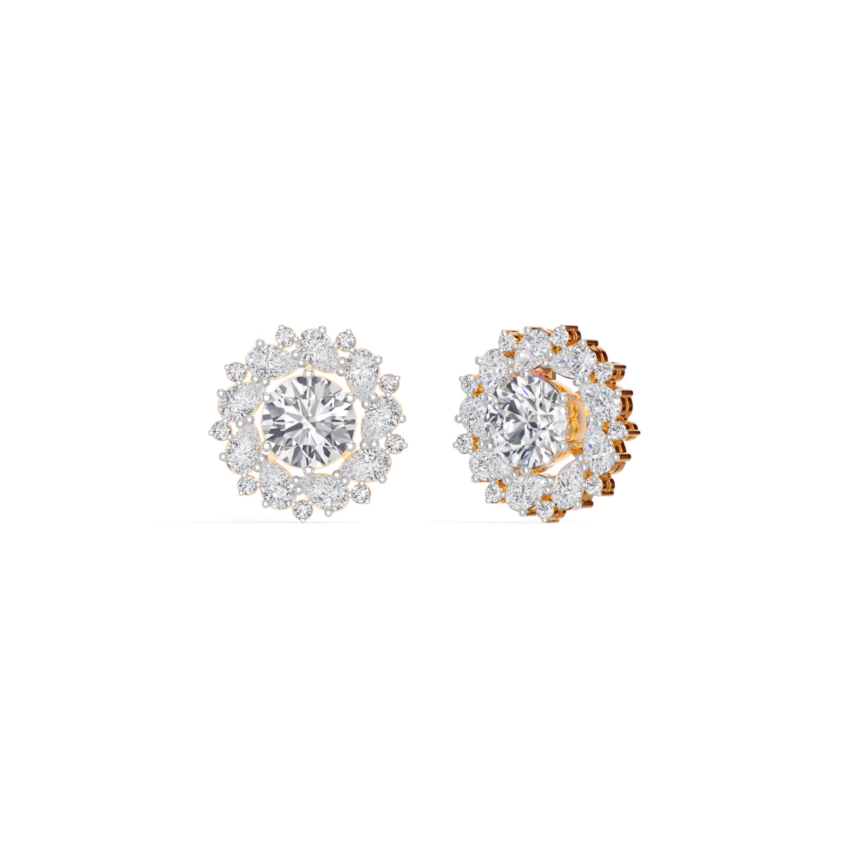Rose Gold 4Ct Cluster Halo Pear Lab Grown Diamond Avyelle Earring