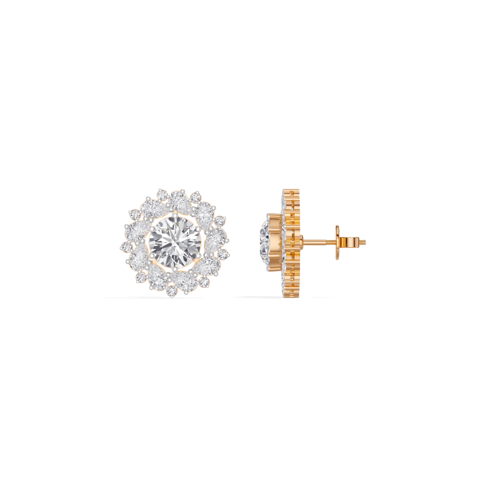 Rose Gold 4Ct Cluster Halo Pear Lab Grown Diamond Avyelle Earring