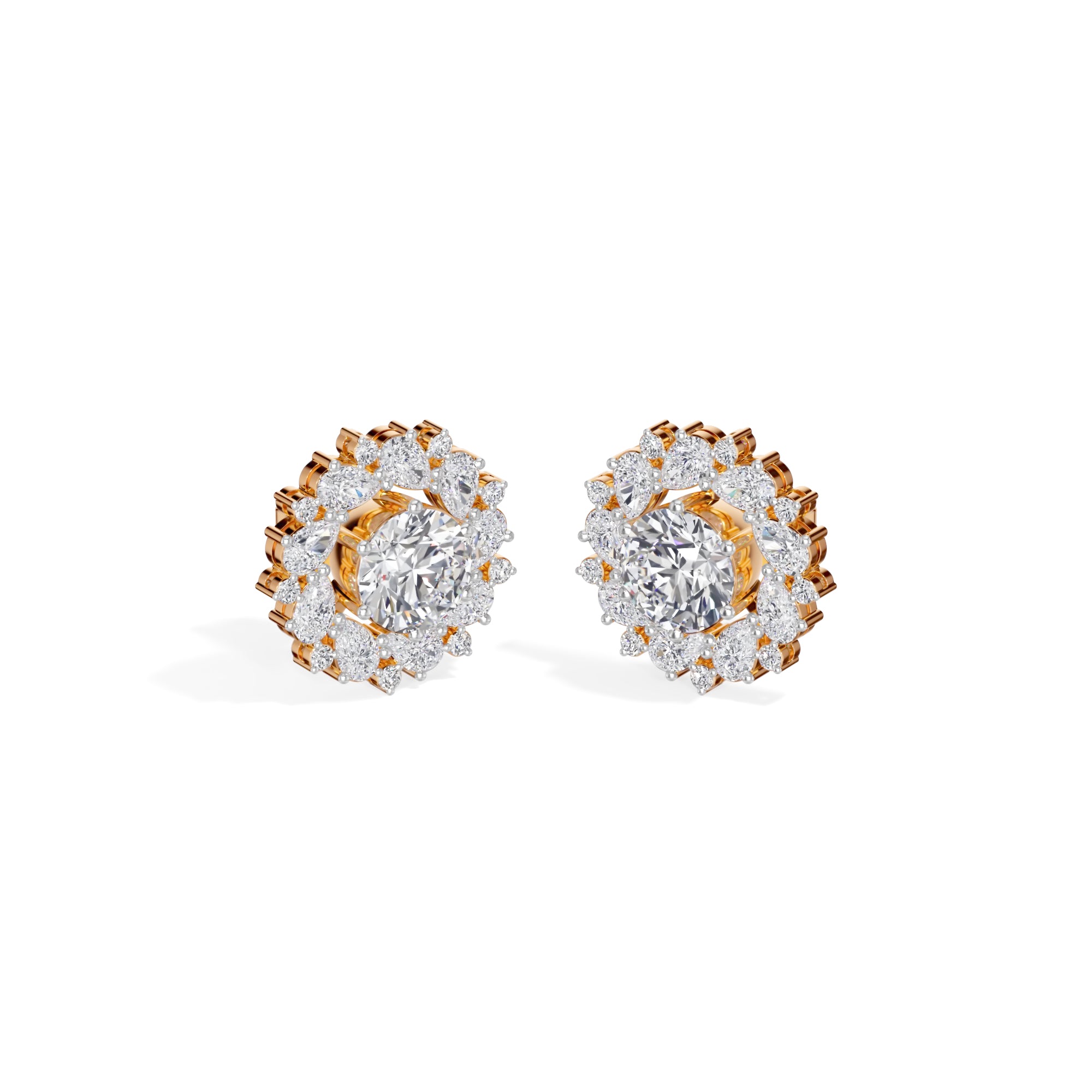 Rose Gold 4Ct Cluster Halo Pear Lab Grown Diamond Avyelle Earring