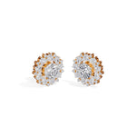Rose Gold 4Ct Cluster Halo Pear Lab Grown Diamond Avyelle Earring