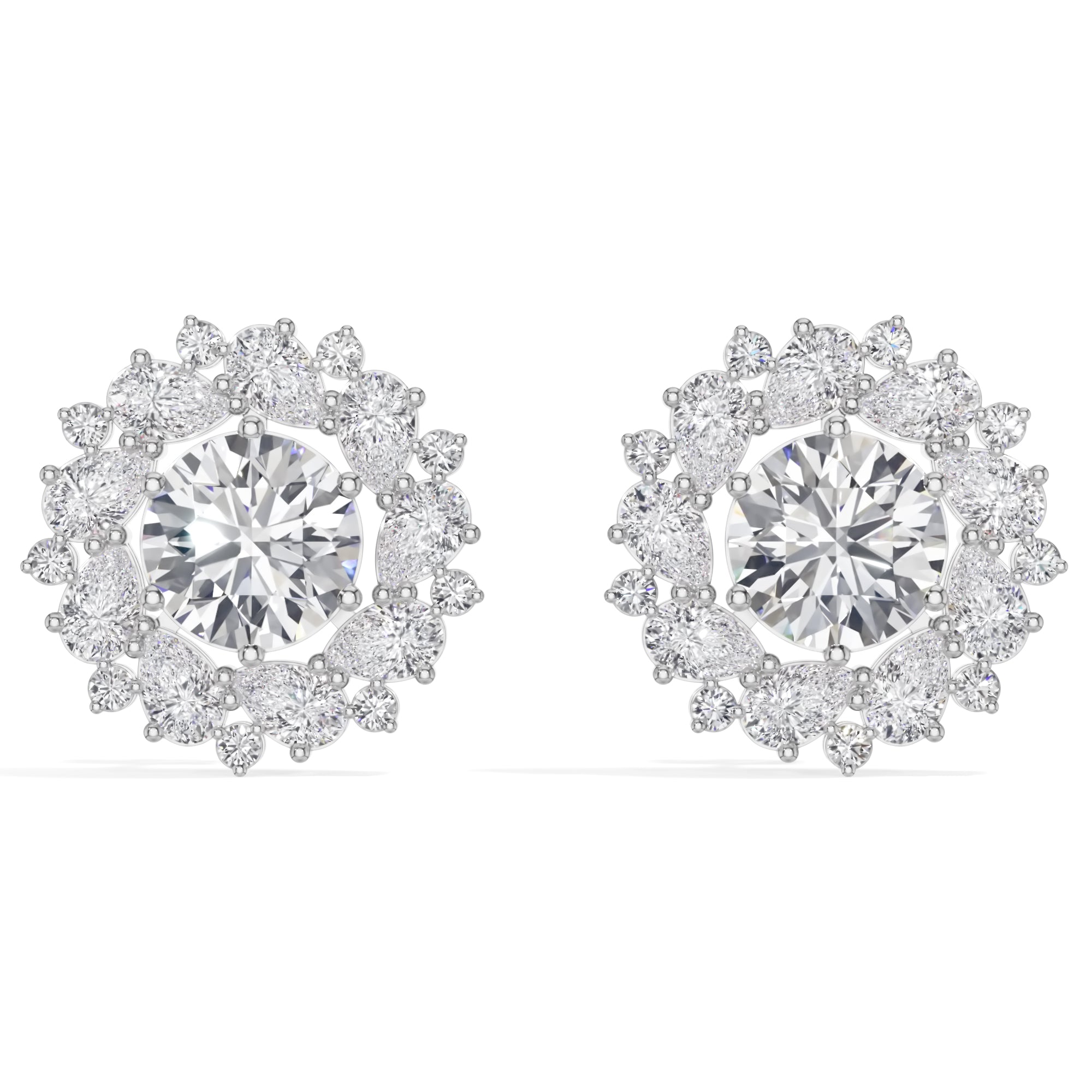 White Gold 4Ct Cluster Halo Pear Lab Grown Diamond Avyelle Earring