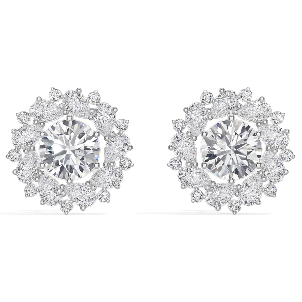 White Gold 4Ct Cluster Halo Pear Lab Grown Diamond Avyelle Earring