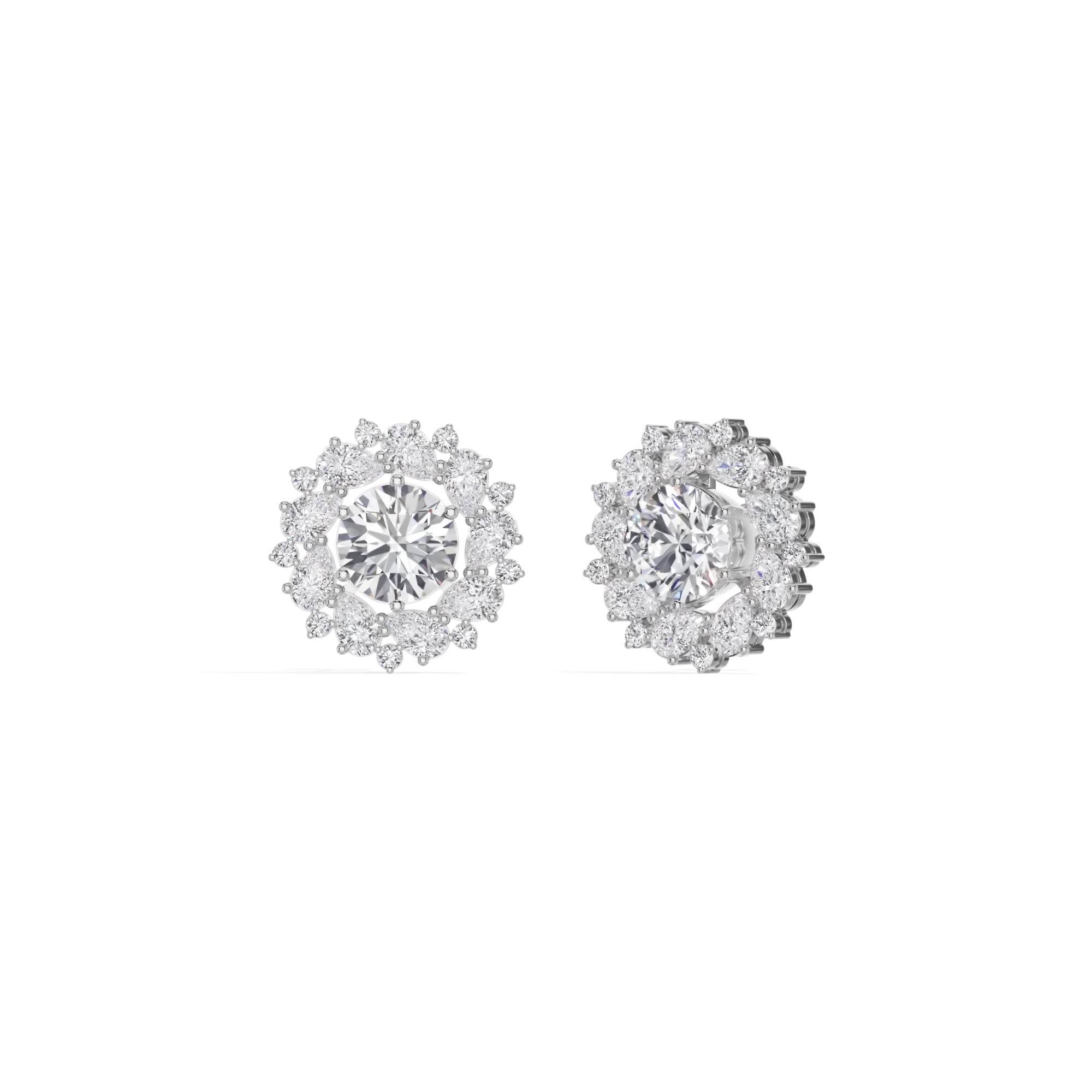 White Gold 4Ct Cluster Halo Pear Lab Grown Diamond Avyelle Earring
