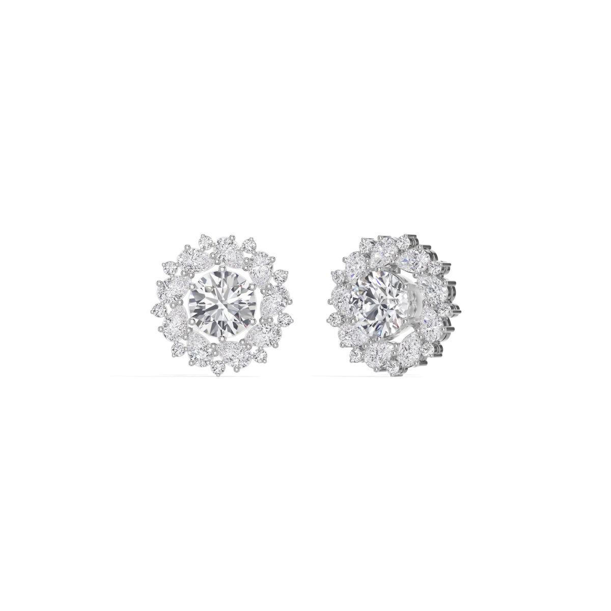 White Gold 4Ct Cluster Halo Pear Lab Grown Diamond Avyelle Earring