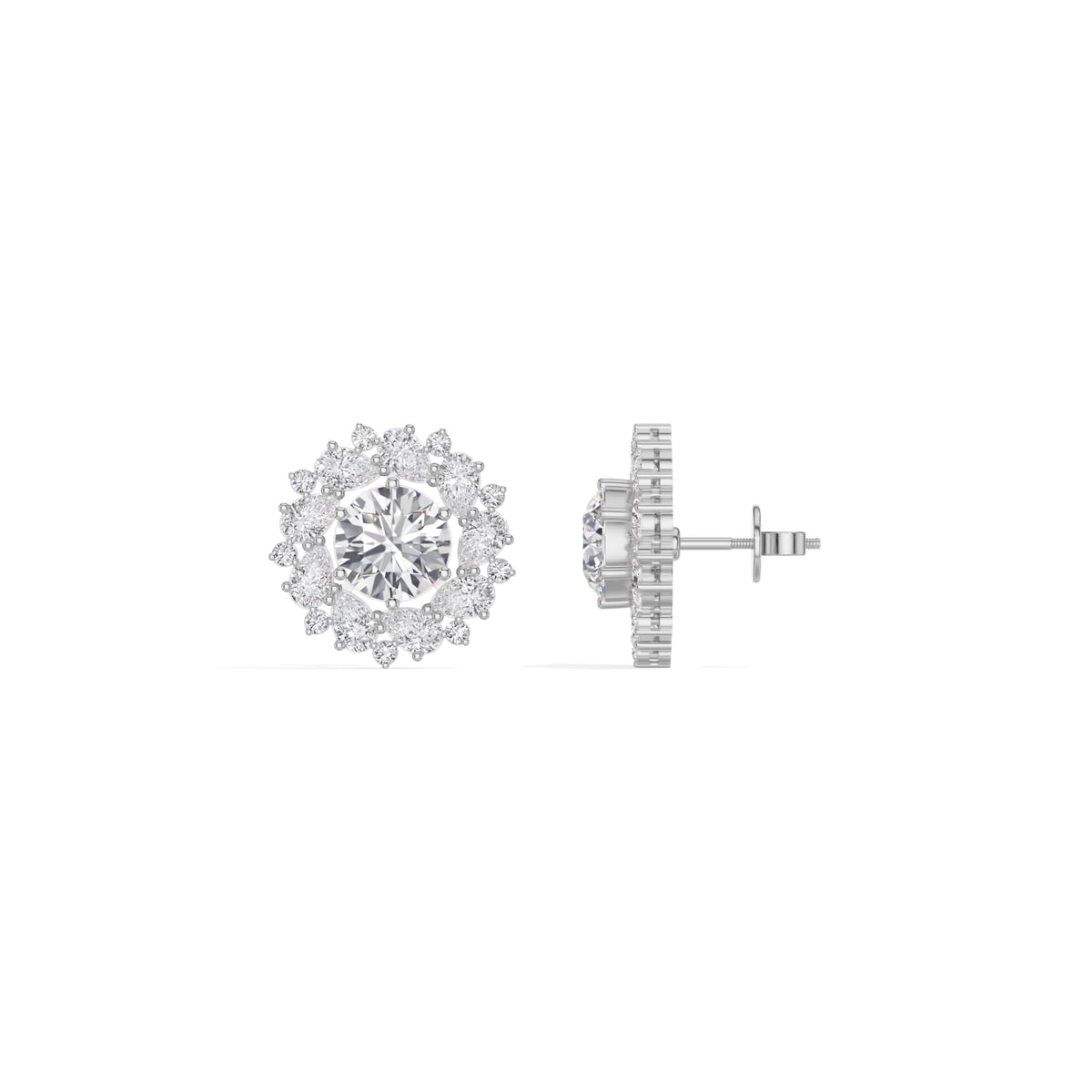 White Gold 4Ct Cluster Halo Pear Lab Grown Diamond Avyelle Earring