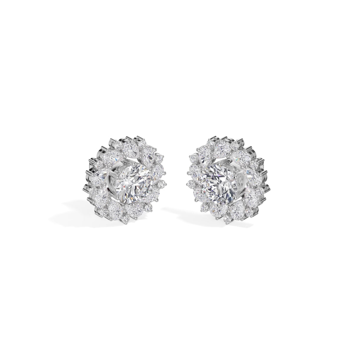 White Gold 4Ct Cluster Halo Pear Lab Grown Diamond Avyelle Earring