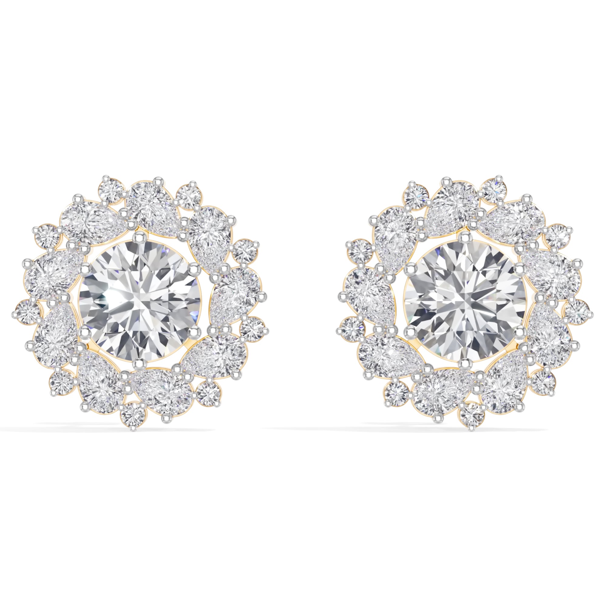 Yellow Gold 4Ct Cluster Halo Pear Lab Grown Diamond Avyelle Earring