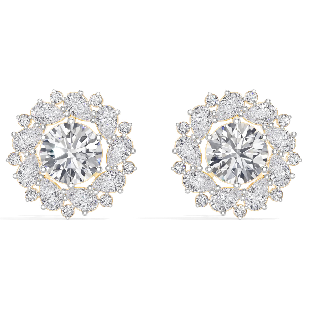 Yellow Gold 4Ct Cluster Halo Pear Lab Grown Diamond Avyelle Earring