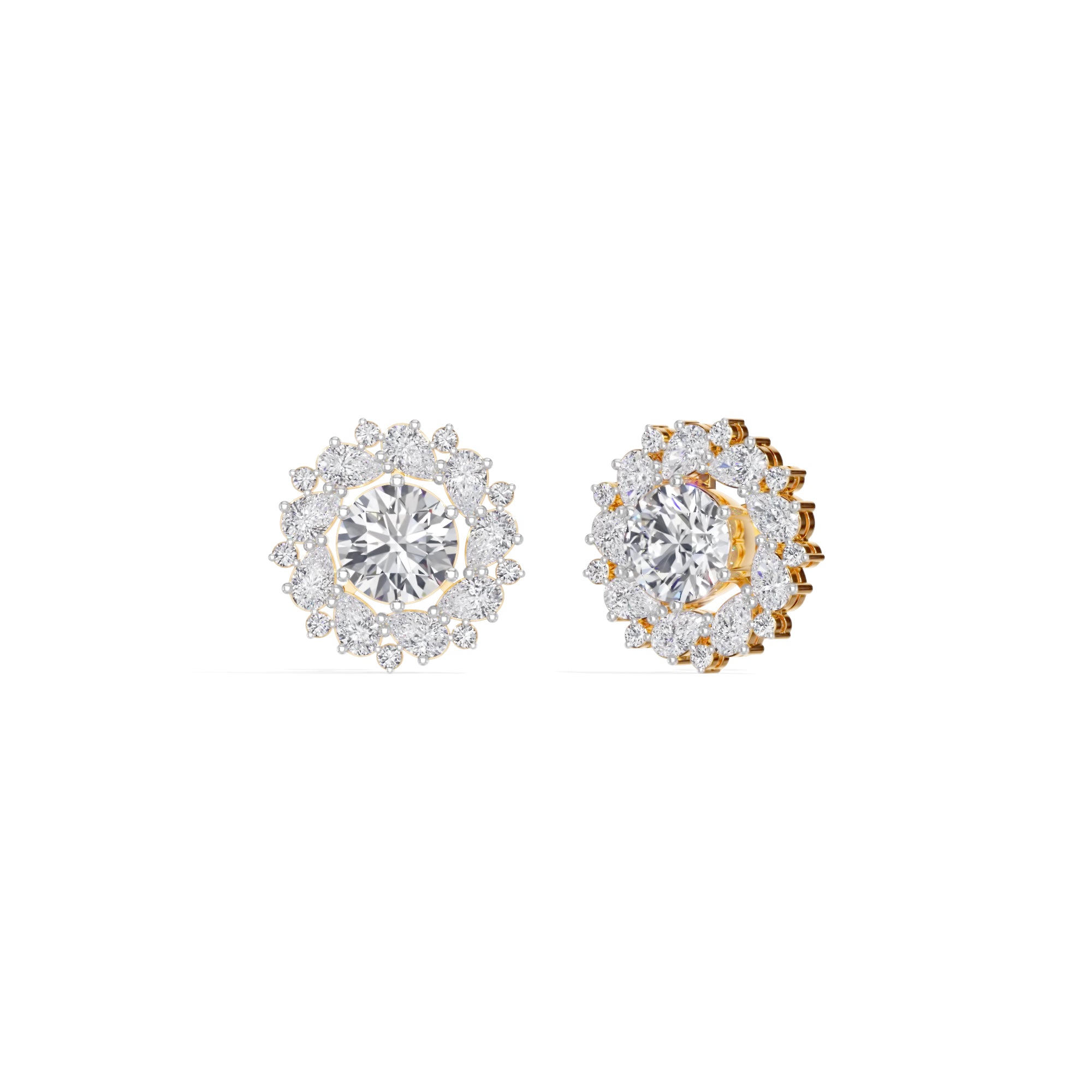 Yellow Gold 4Ct Cluster Halo Pear Lab Grown Diamond Avyelle Earring