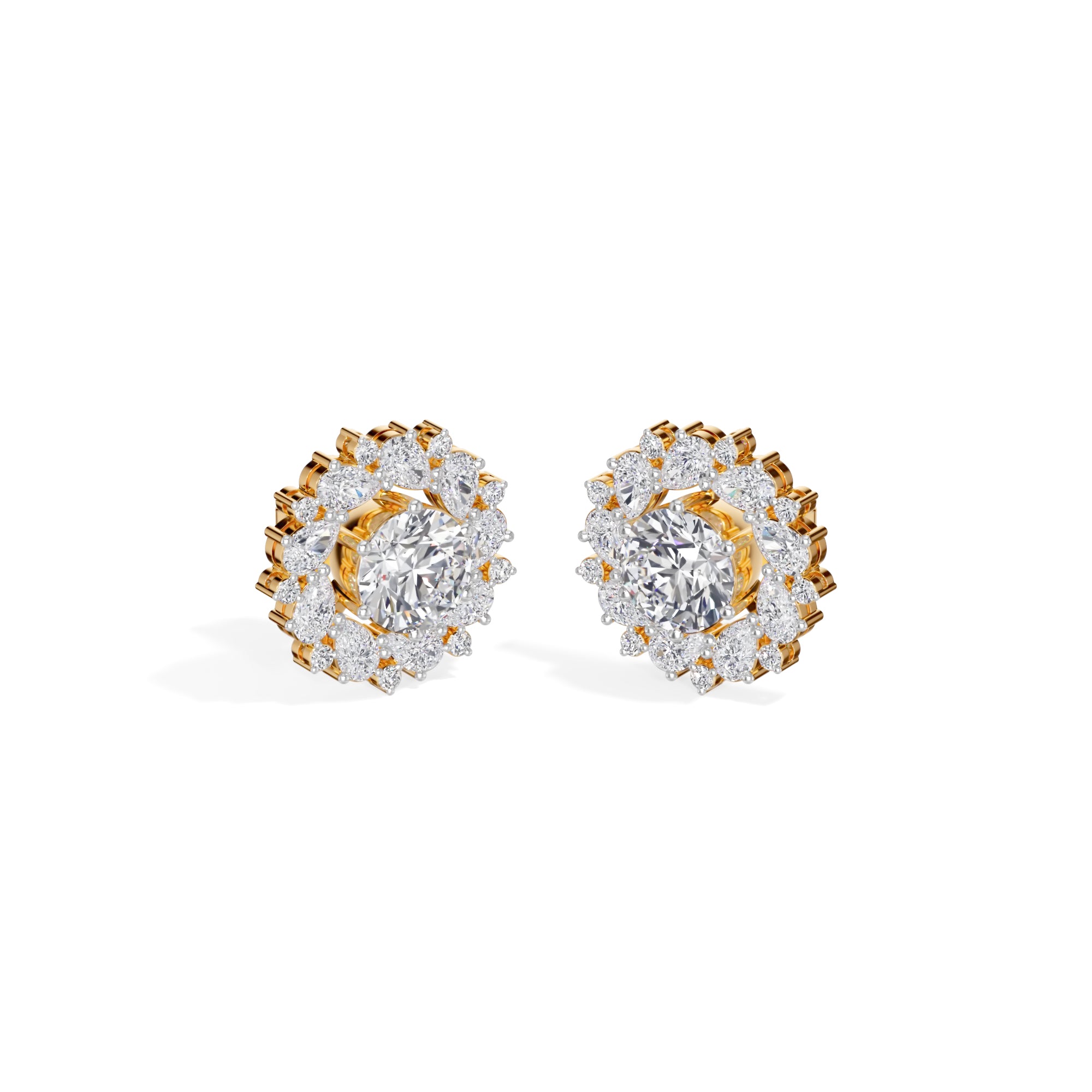 Yellow Gold 4Ct Cluster Halo Pear Lab Grown Diamond Avyelle Earring