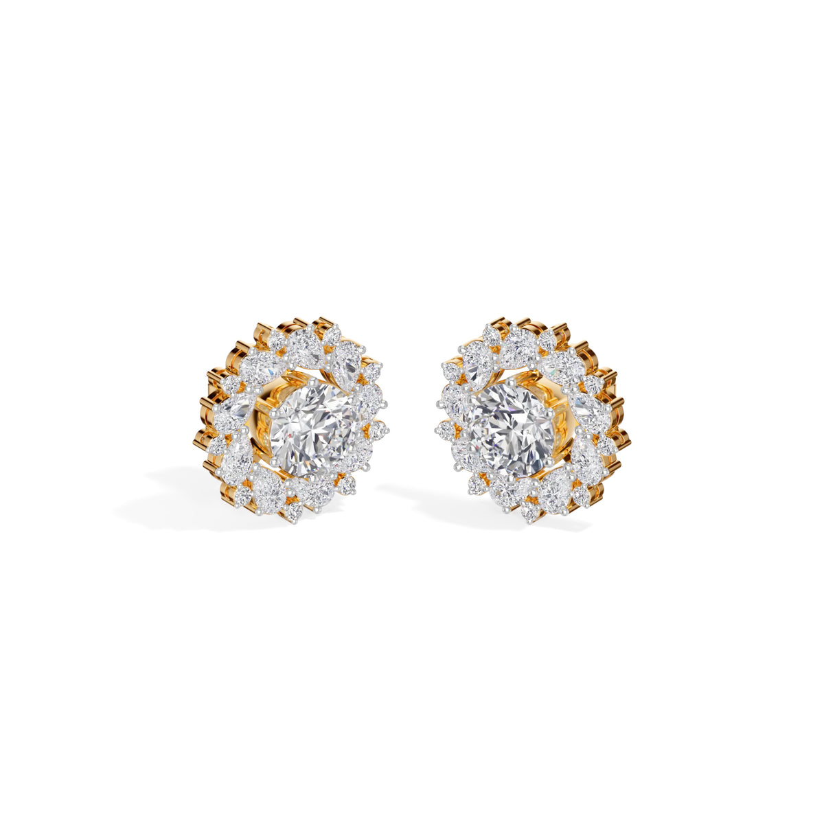 Yellow Gold 4Ct Cluster Halo Pear Lab Grown Diamond Avyelle Earring