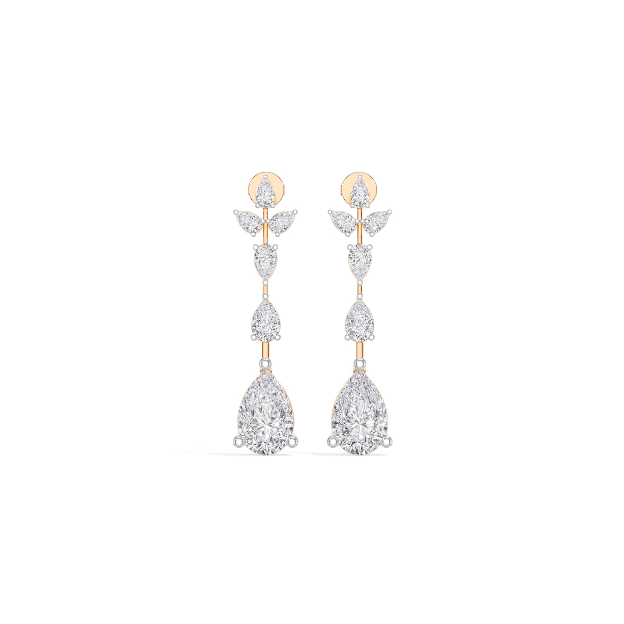 Rose Gold 7Ct Multi Pear Drop Pear Lab Grown Diamond Zarex Earring
