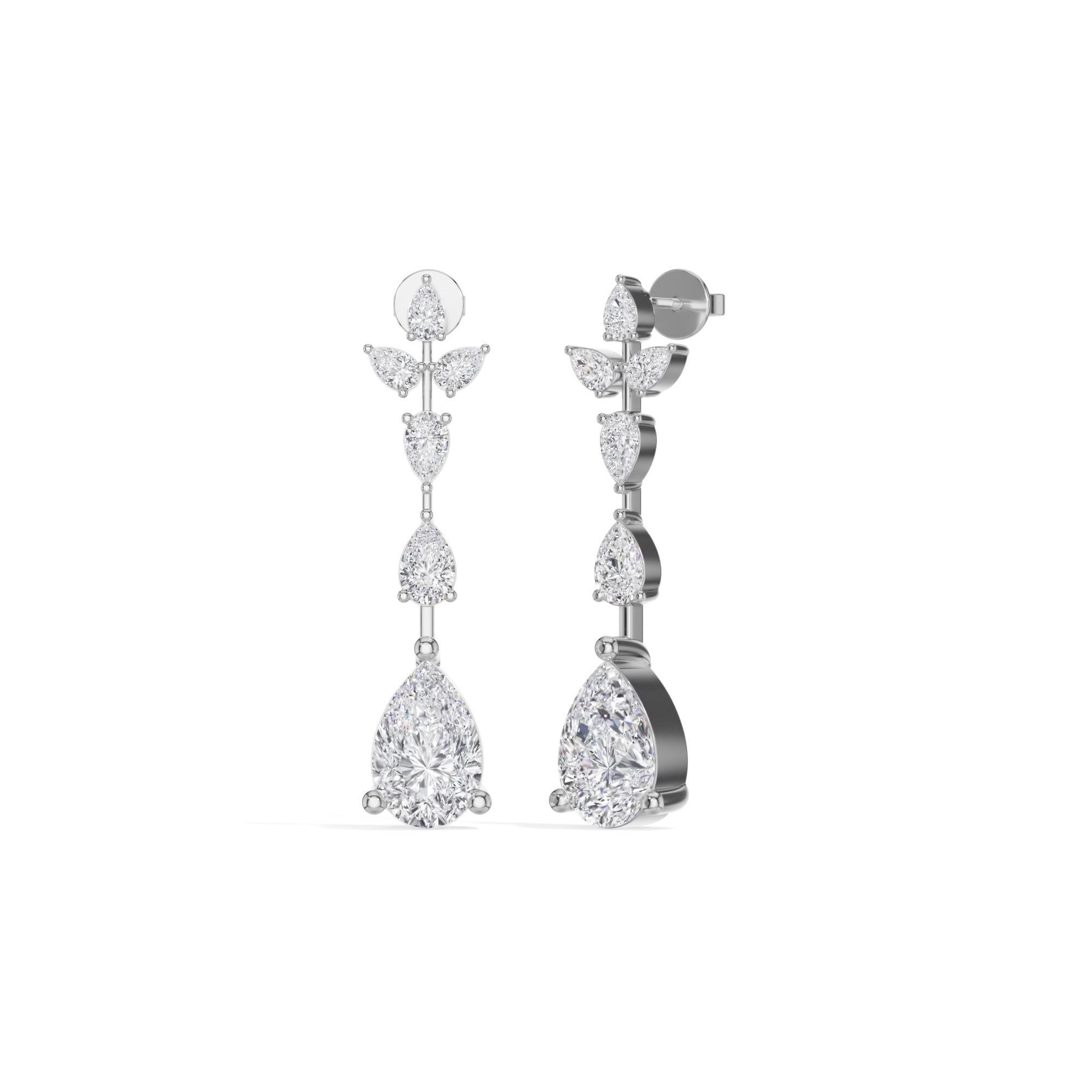 White Gold 7Ct Multi Pear Drop Pear Lab Grown Diamond Zarex Earring