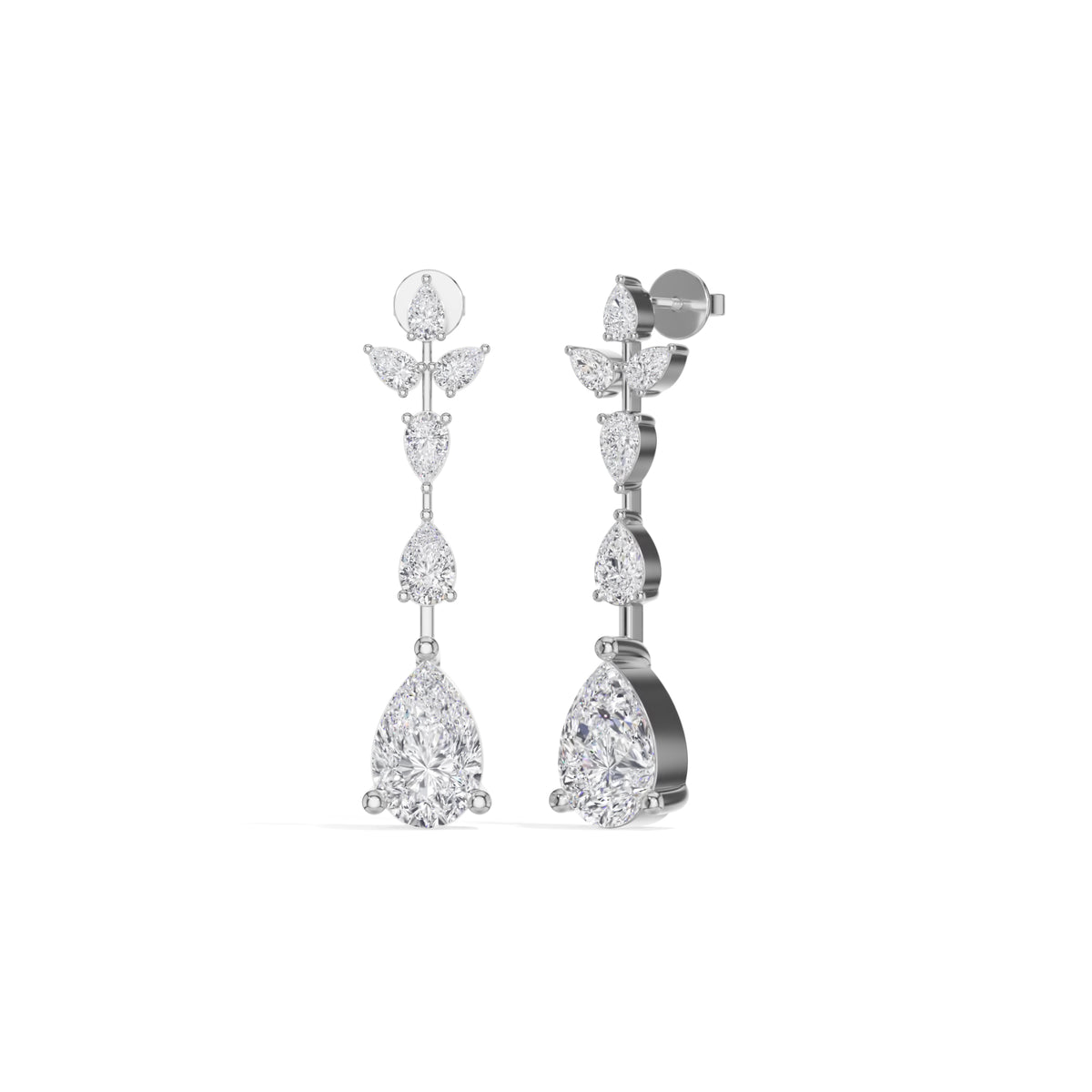 White Gold 7Ct Multi Pear Drop Pear Lab Grown Diamond Zarex Earring