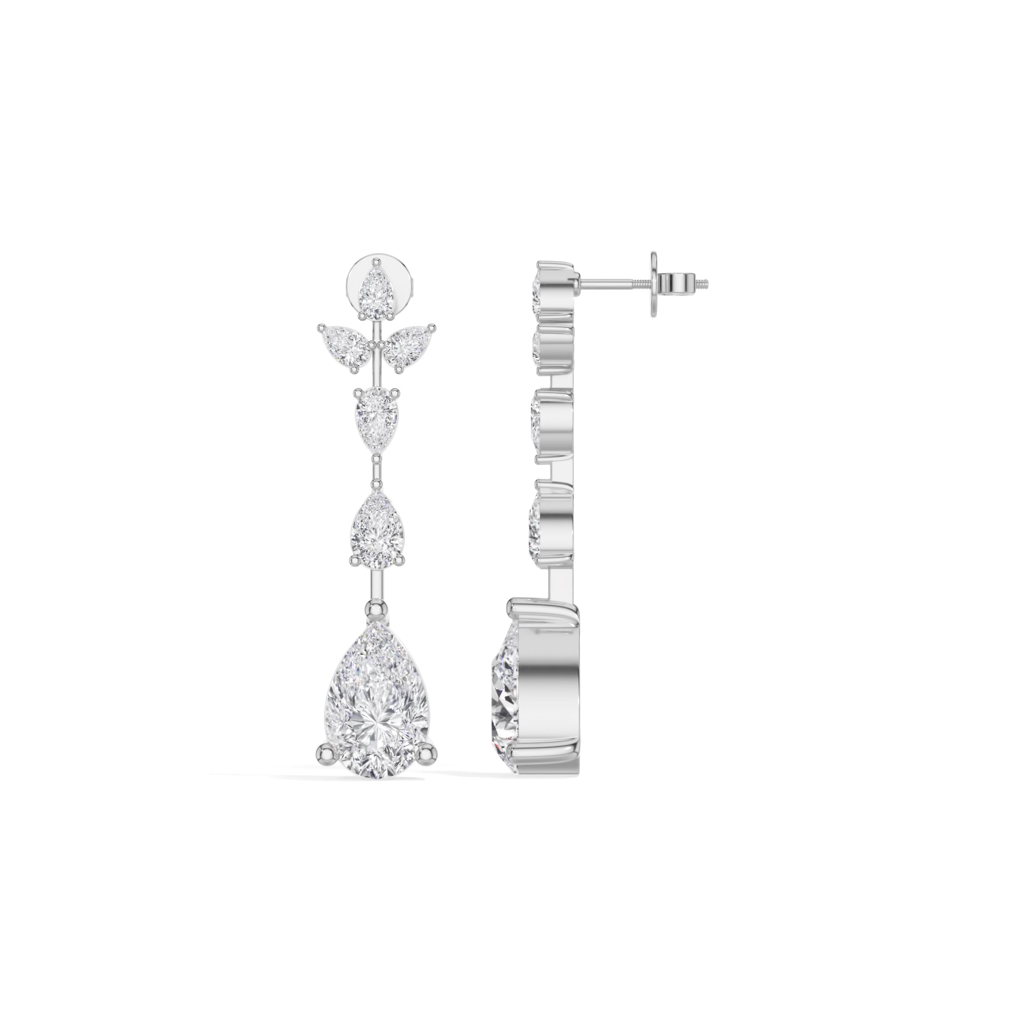 White Gold 7Ct Multi Pear Drop Pear Lab Grown Diamond Zarex Earring