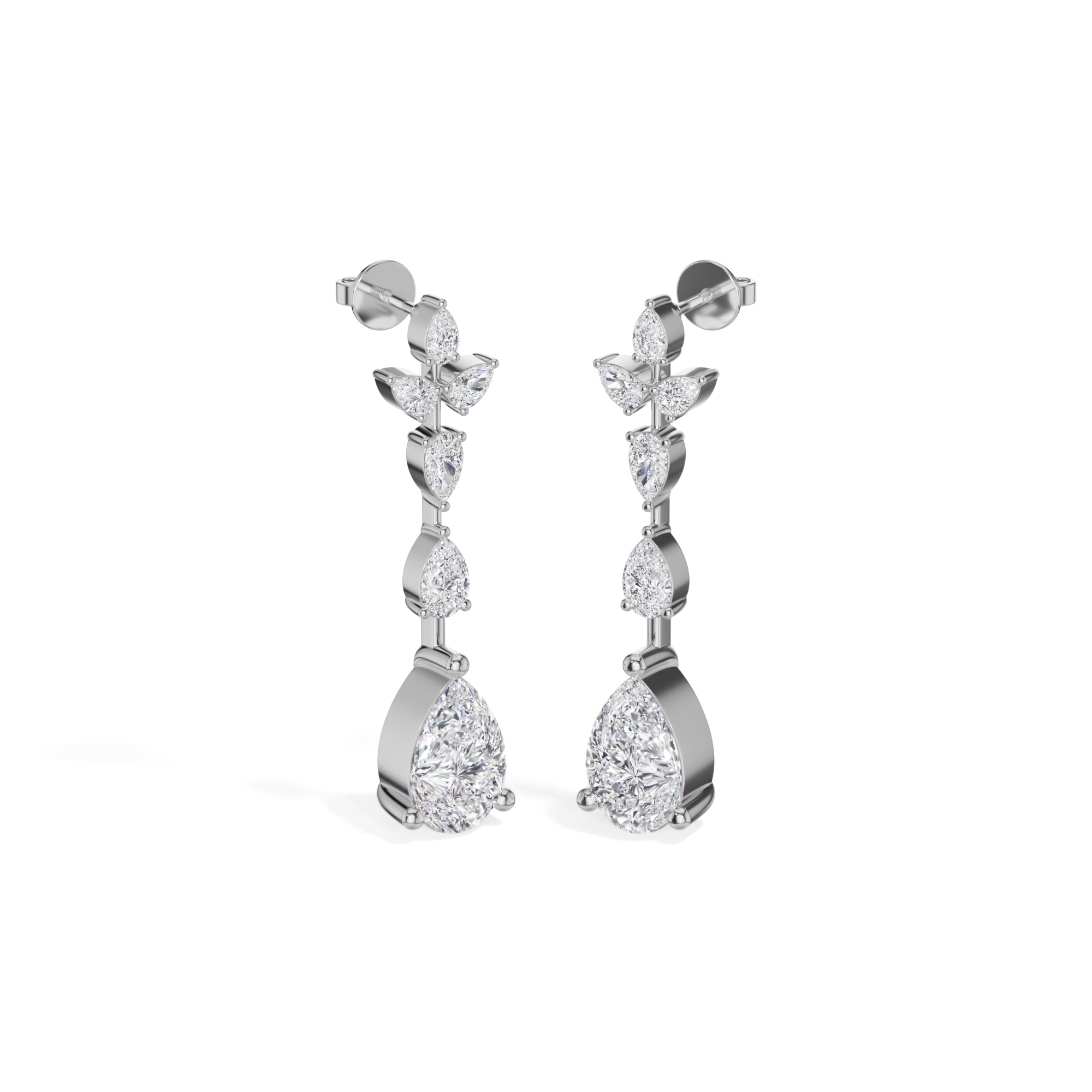 White Gold 7Ct Multi Pear Drop Pear Lab Grown Diamond Zarex Earring