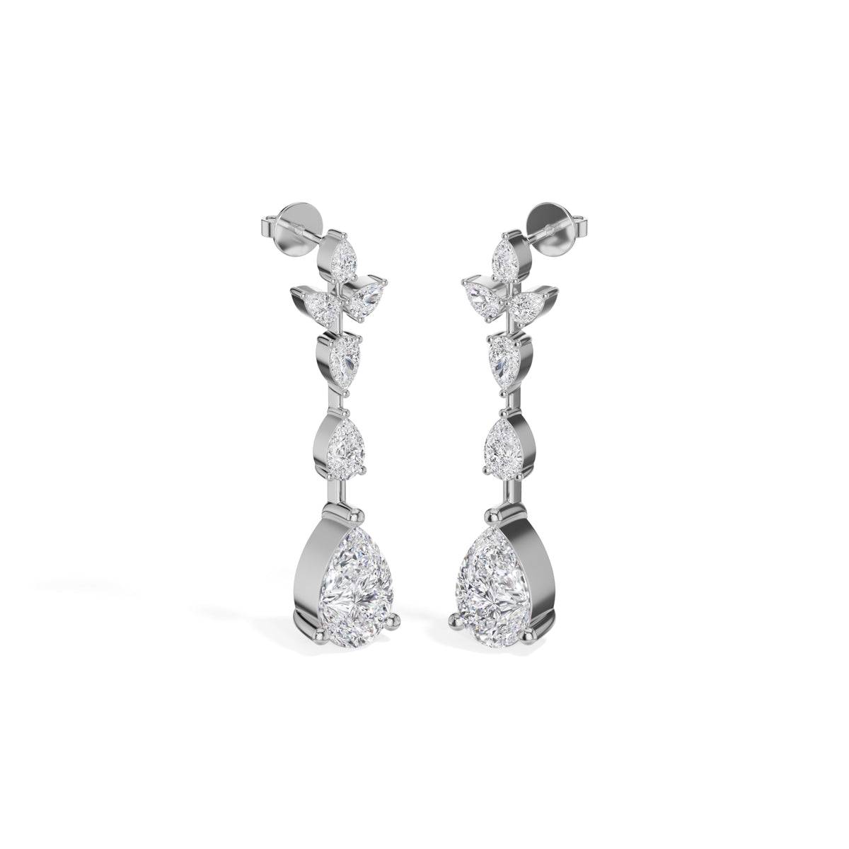 White Gold 7Ct Multi Pear Drop Pear Lab Grown Diamond Zarex Earring