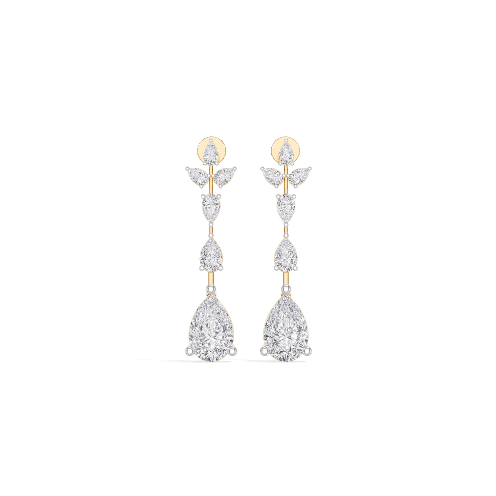 Yellow Gold 7Ct Multi Pear Drop Pear Lab Grown Diamond Zarex Earring