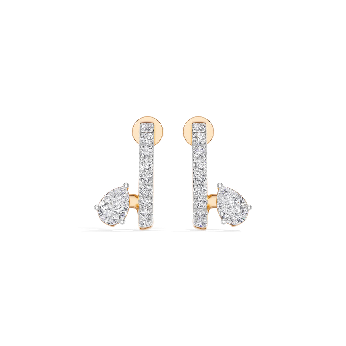 Rose Gold 1Ct Bar Drop Pear Lab Grown Diamond Zyvora Earring