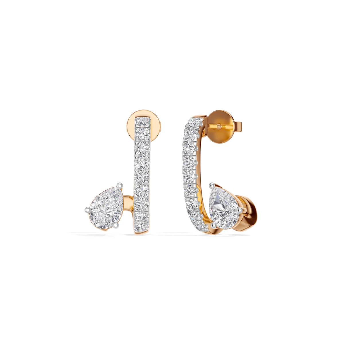 Rose Gold 1Ct Bar Drop Pear Lab Grown Diamond Zyvora Earring