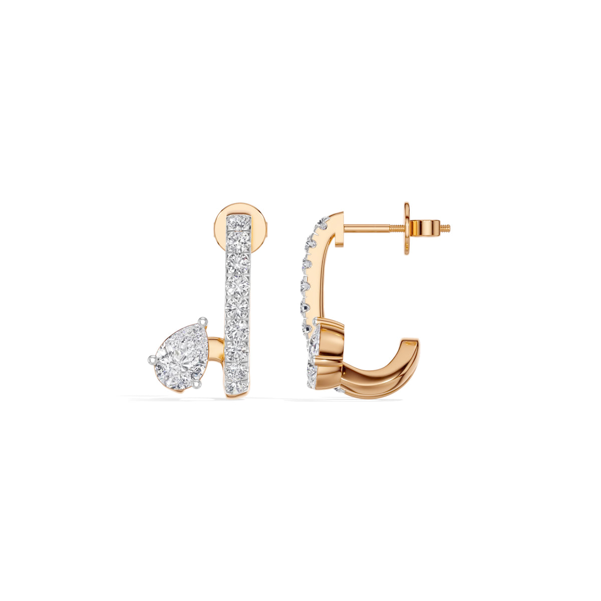 Rose Gold 1Ct Bar Drop Pear Lab Grown Diamond Zyvora Earring