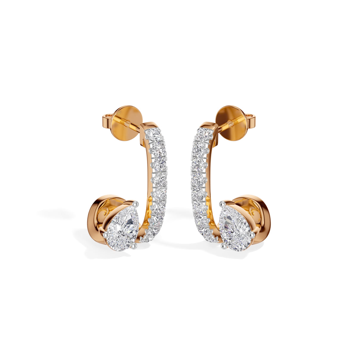 Rose Gold 1Ct Bar Drop Pear Lab Grown Diamond Zyvora Earring