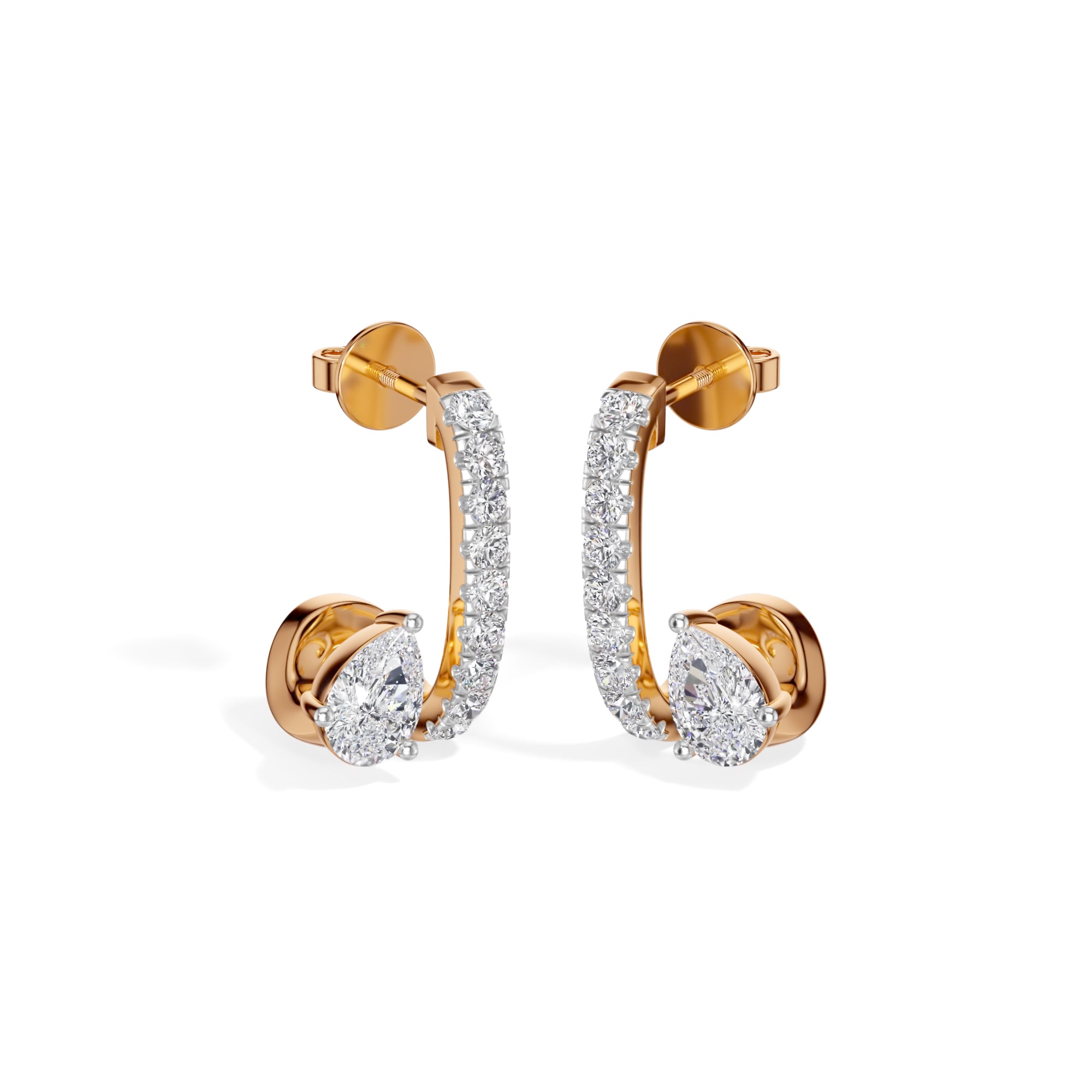 Rose Gold 1Ct Bar Drop Pear Lab Grown Diamond Zyvora Earring