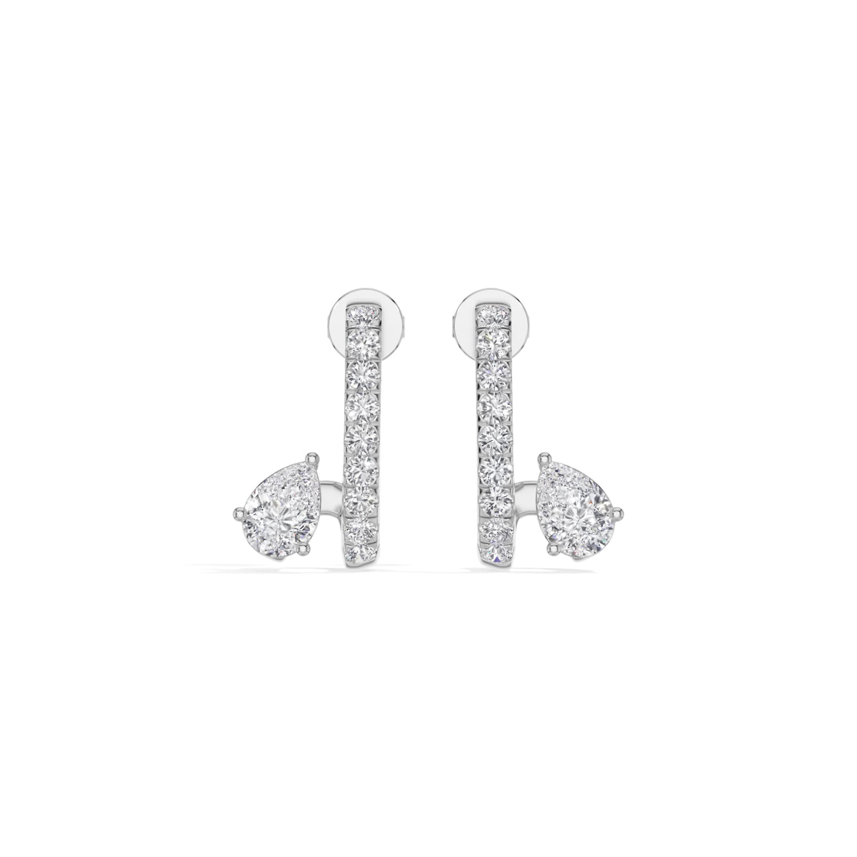 White Gold 1Ct Bar Drop Pear Lab Grown Diamond Zyvora Earring