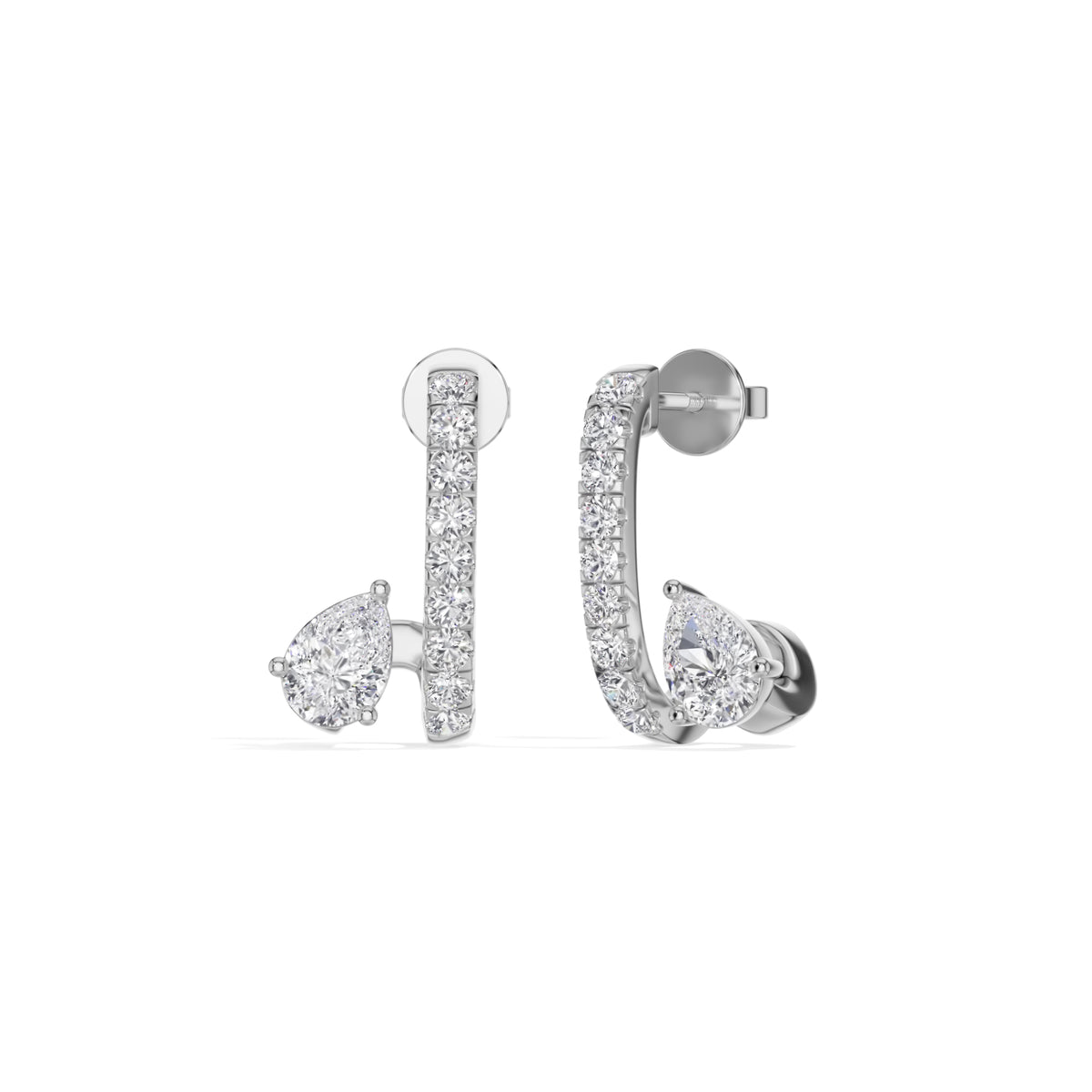 White Gold 1Ct Bar Drop Pear Lab Grown Diamond Zyvora Earring