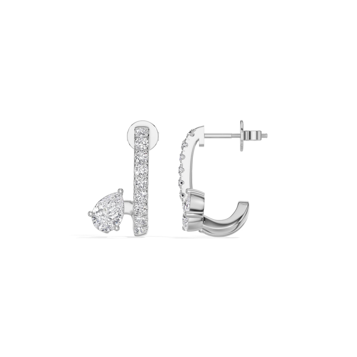 White Gold 1Ct Bar Drop Pear Lab Grown Diamond Zyvora Earring