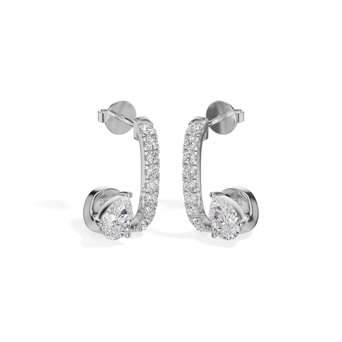 White Gold 1Ct Bar Drop Pear Lab Grown Diamond Zyvora Earring