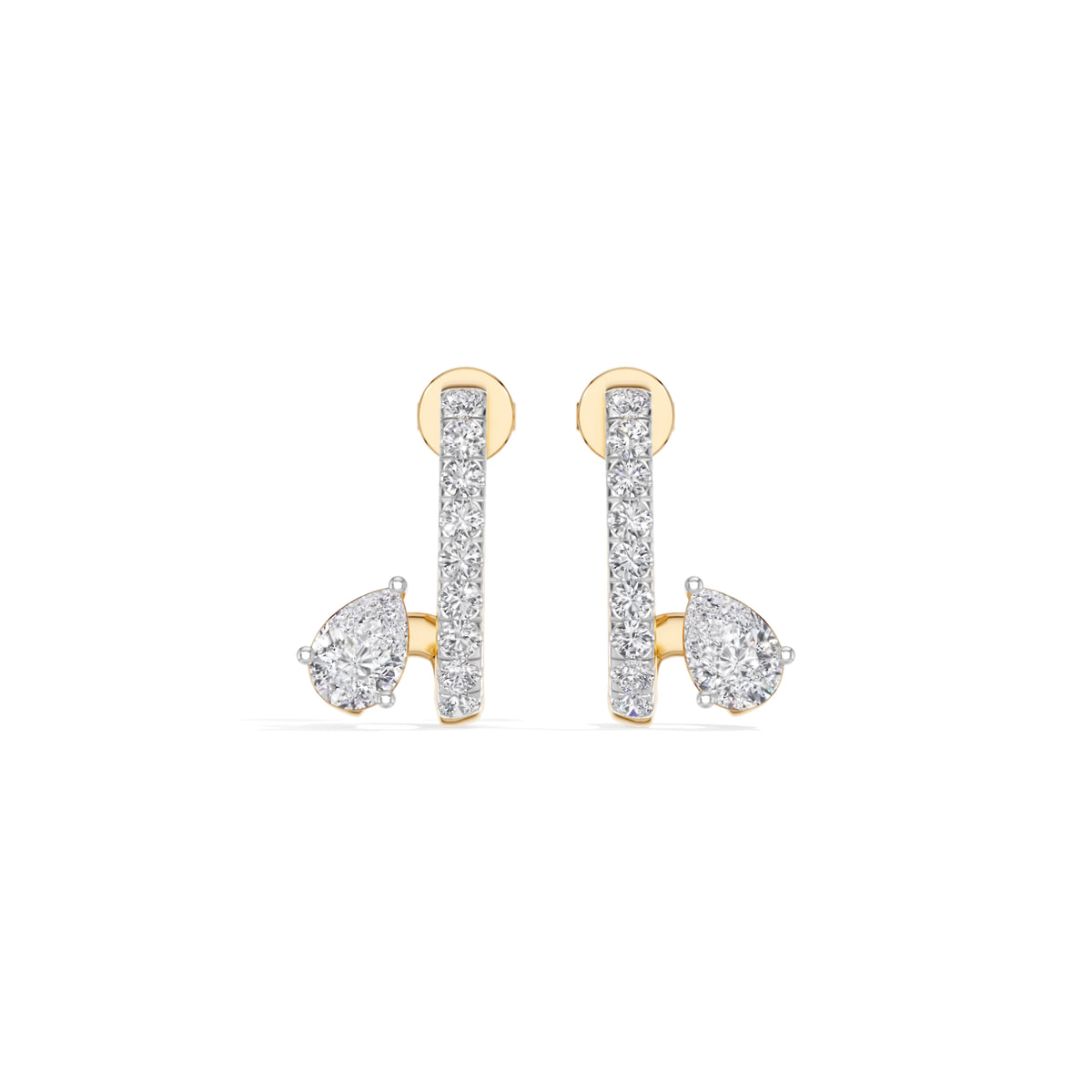 Yellow Gold 1Ct Bar Drop Pear Lab Grown Diamond Zyvora Earring