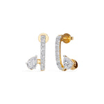 Yellow Gold 1Ct Bar Drop Pear Lab Grown Diamond Zyvora Earring