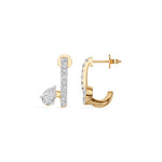 Yellow Gold 1Ct Bar Drop Pear Lab Grown Diamond Zyvora Earring