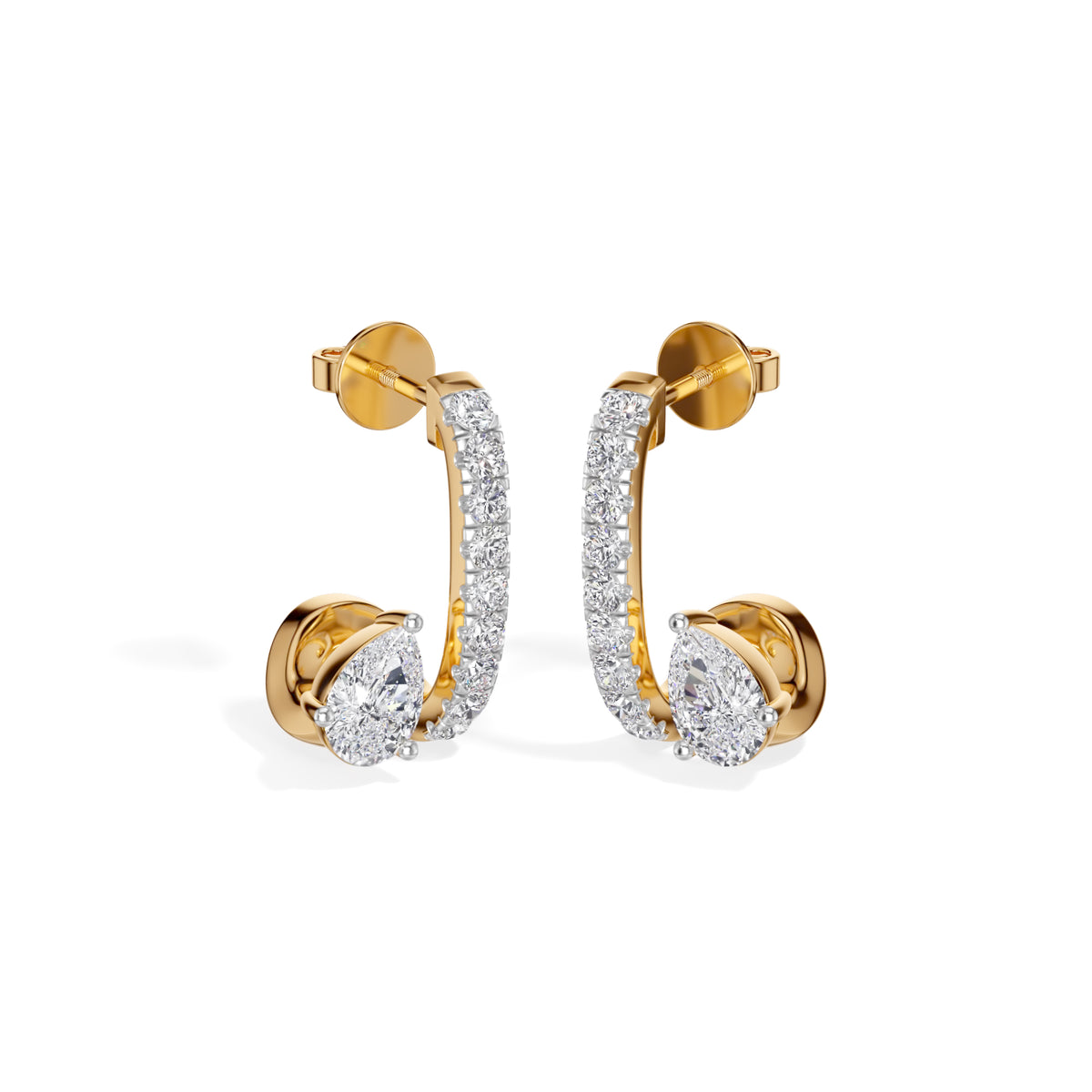 Yellow Gold 1Ct Bar Drop Pear Lab Grown Diamond Zyvora Earring