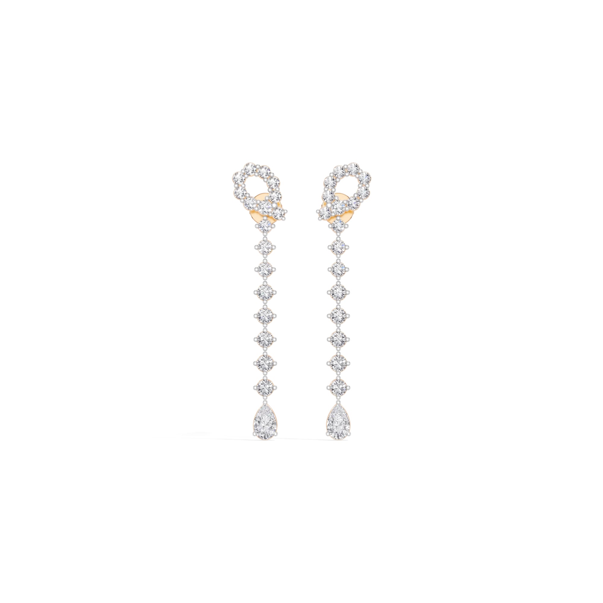 Rose Gold 2 50Ct Halo Drop Pear Lab Grown Diamond Zorixa Earring