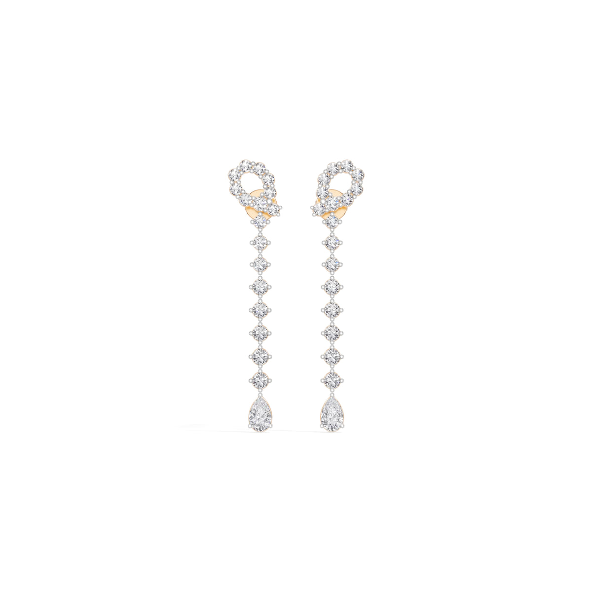 Rose Gold 2 50Ct Halo Drop Pear Lab Grown Diamond Zorixa Earring