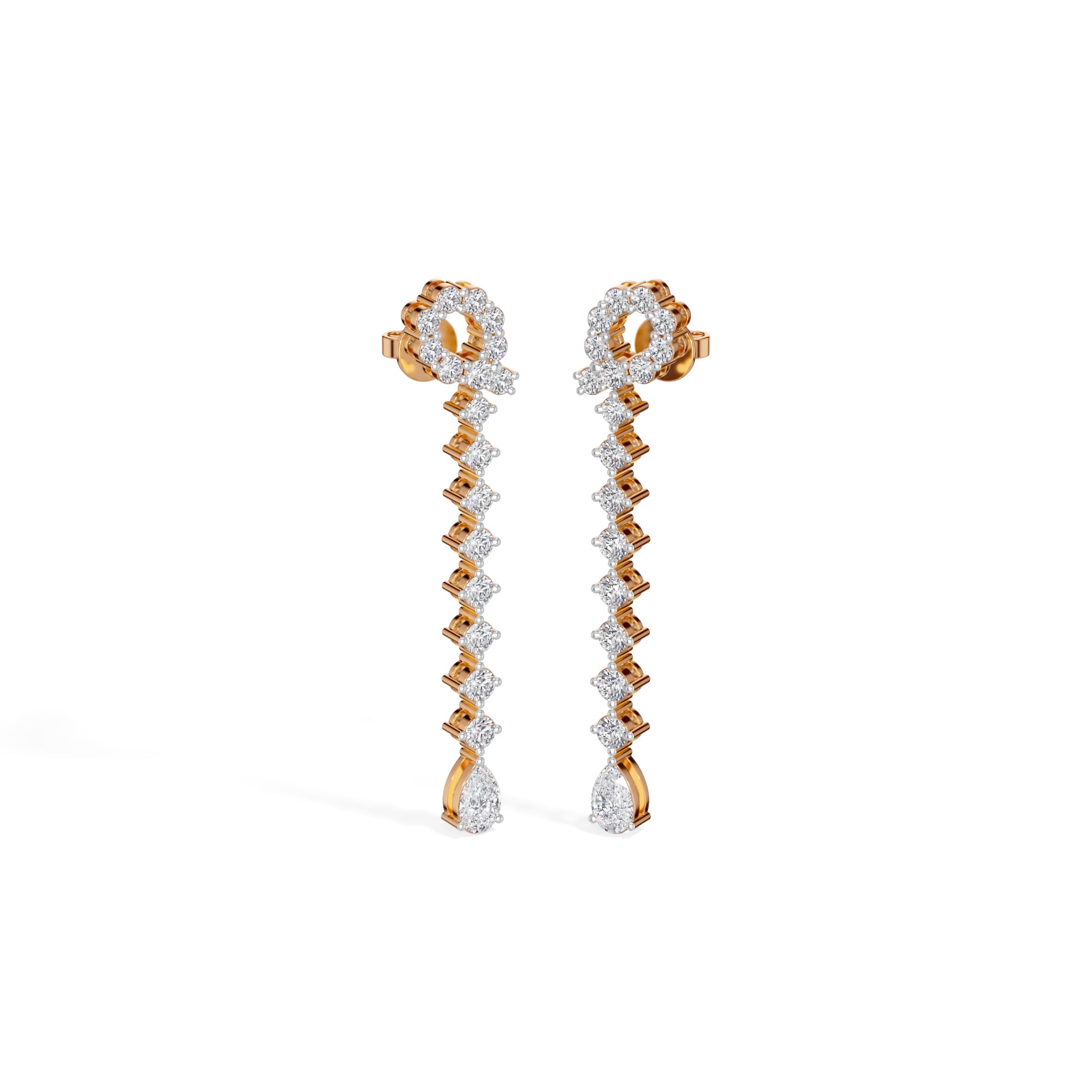 Rose Gold 2 50Ct Halo Drop Pear Lab Grown Diamond Zorixa Earring