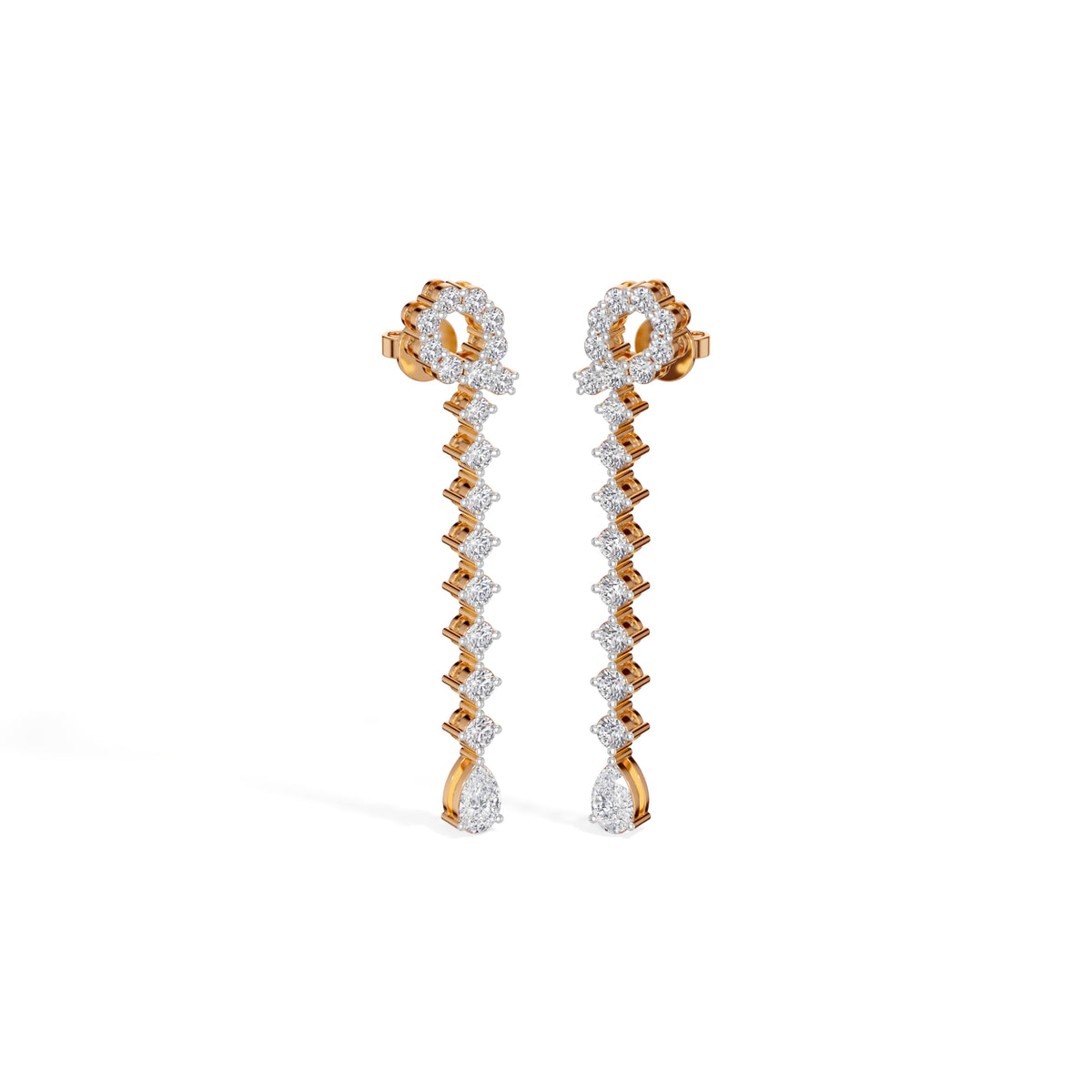 Rose Gold 2 50Ct Halo Drop Pear Lab Grown Diamond Zorixa Earring