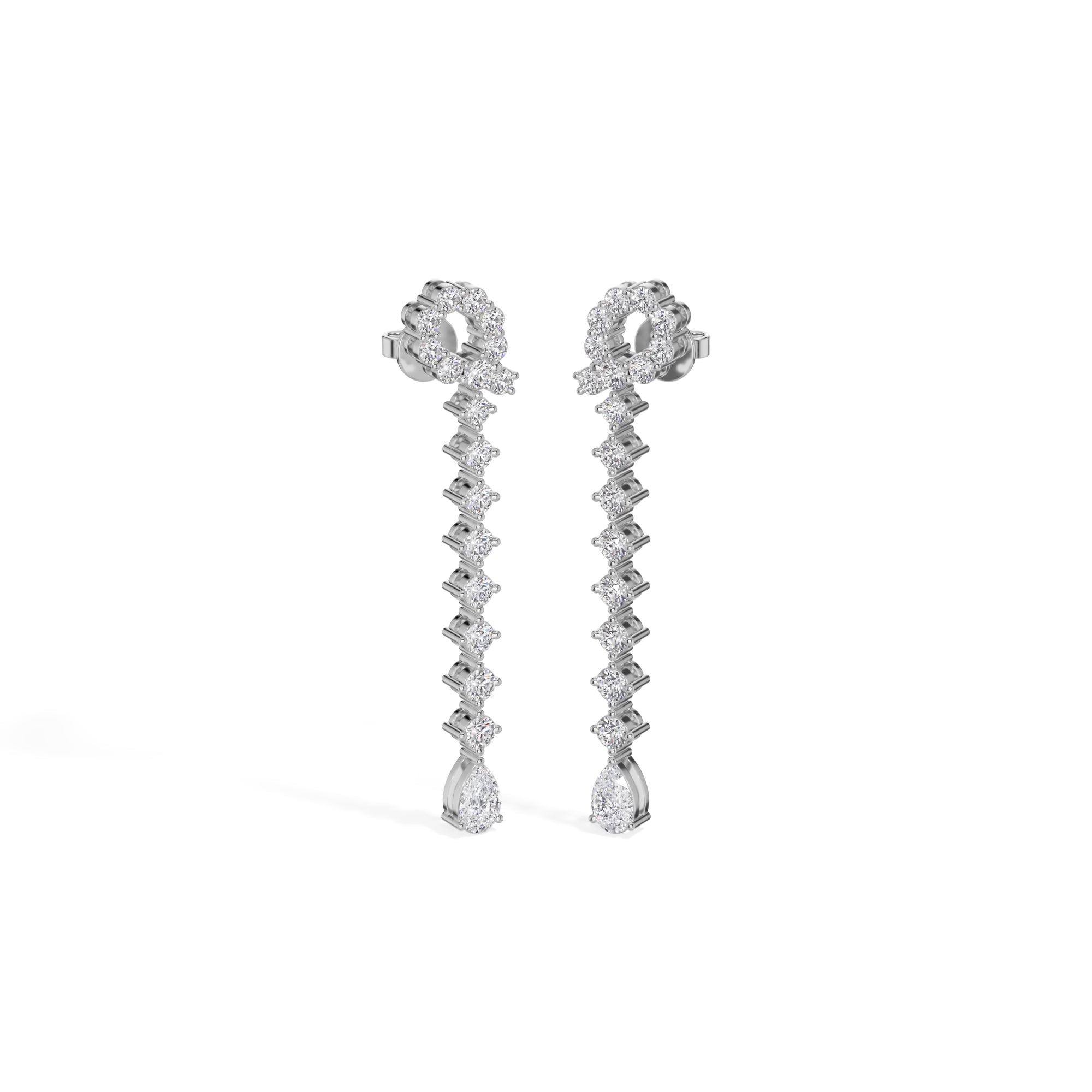 White Gold 2 50Ct Halo Drop Pear Lab Grown Diamond Zorixa Earring