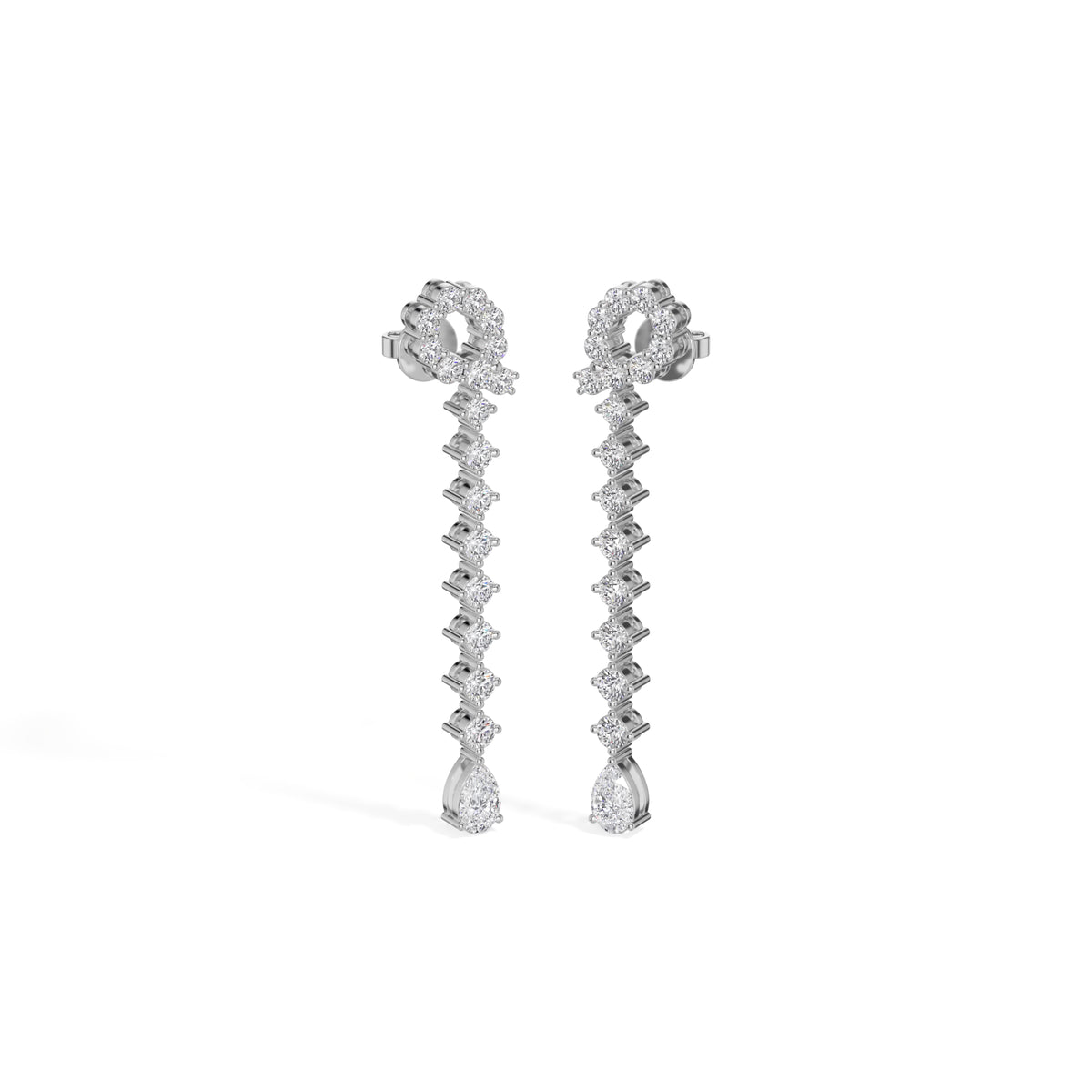 White Gold 2 50Ct Halo Drop Pear Lab Grown Diamond Zorixa Earring