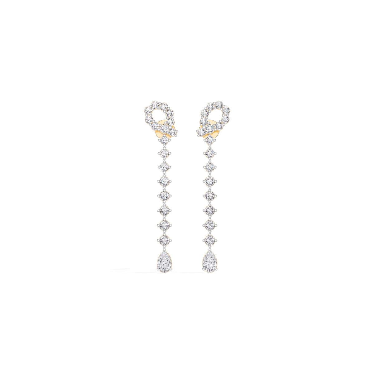 Yellow Gold 2 50Ct Halo Drop Pear Lab Grown Diamond Zorixa Earring